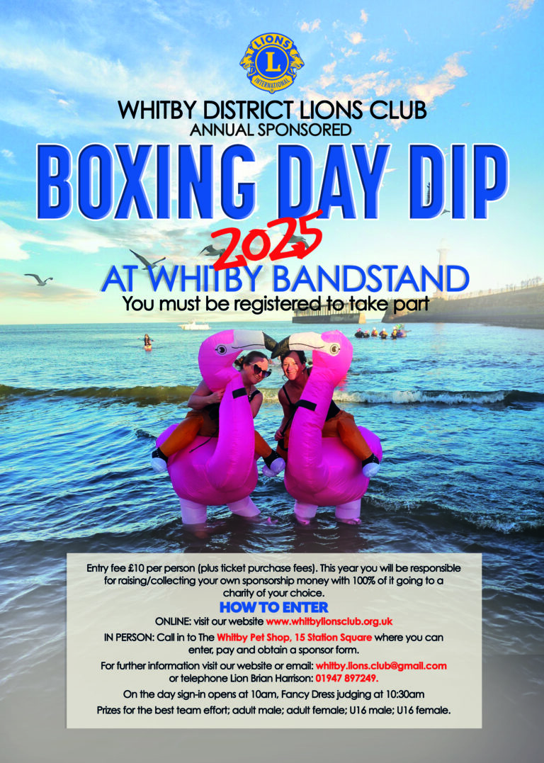 Whitby Lion's Boxing Day dip is now open for registration, please visit our website or call into the Whitby Pet Shop to purchase a ticket.